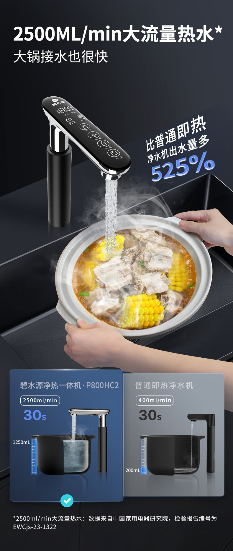 碧水源净水器800G加热净水器保留矿物质的净热一体机家用厨下式纳滤直饮机P800HC2 详情图 3